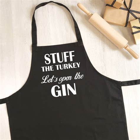 Stuff The Turkey Lets Open The Gin Christmas Apron By Lovetree Design