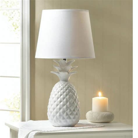 This mainstays white ceramic table lamp is compatible with cfl 13w, led and incandescent bulbs(not included), so you have total flexibility to light your space as… White Pineapple Porcelain Table Lamp