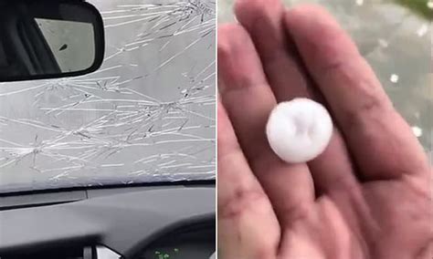 Shocking Moment A Car Is Destroyed By Hailstones During A Supercell