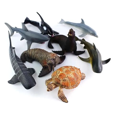 8pcsset 8 12cm Sea Life Simulation Model Toy Whales Sharks Fish