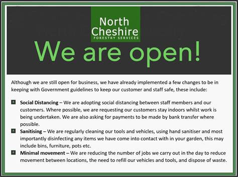 We Are Open During Lockdown North Cheshire Forestry Services
