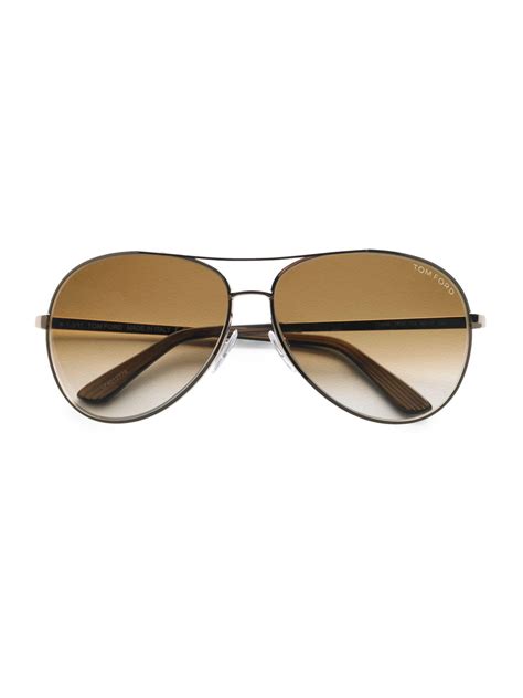 Tom Ford Charles Metal Aviator Sunglasses In Rose Gold Brown For Men