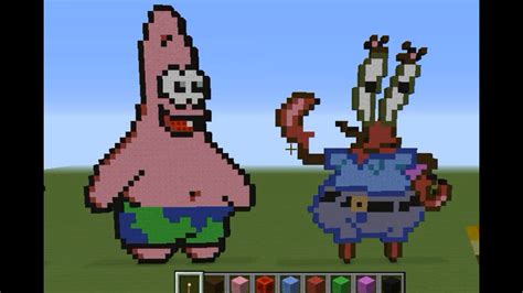 Minecraft Spongebob Pixel Art 마인크래프트 만들기 스폰지밥 4 Youtube