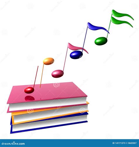 Colorful Musical Symphony Notes And Books Stock Illustration Image