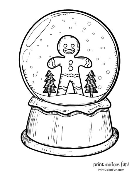 Christmas snow globe with gingerbread man - Print Color Fun!