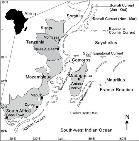 Map Of The Western Indian Ocean And Nine Participant Countries