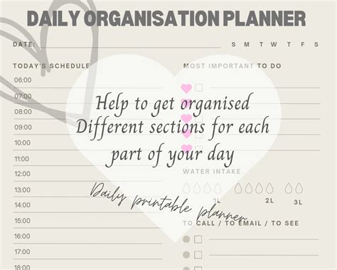 Daily Planner Printable Organisation Daily Plannerto Do List Etsy