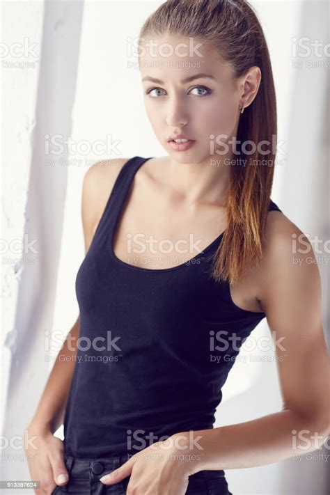 Portrait Of Young Slim Woman Stock Photo Download Image Now Adult