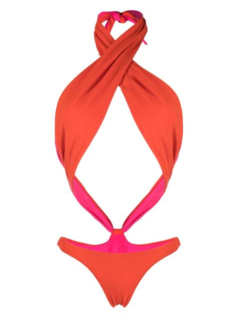 Reina Olga Red Showpony Cut Out Swimsuit Browns