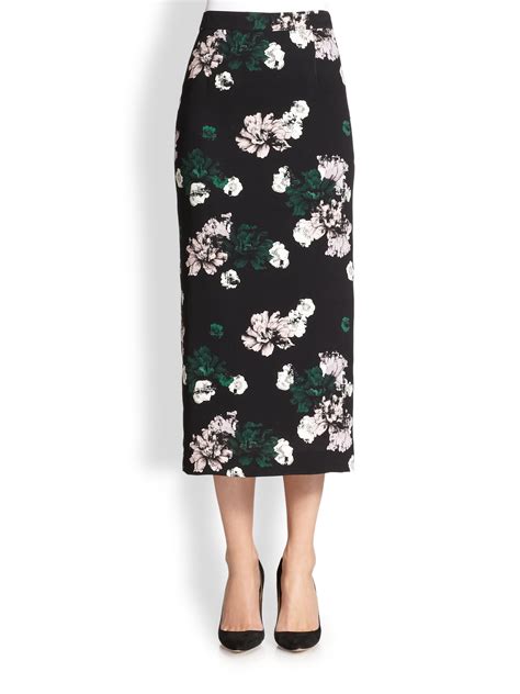 Lyst Alc Midi Floral Pencil Skirt In Black