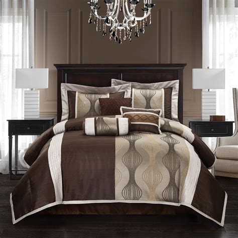 Lanco Moderna 7 Piece Bedding Comforter Set Gold Brown Bed Size