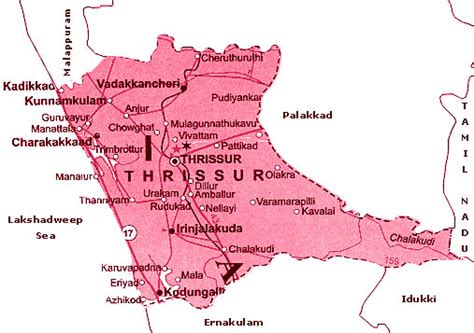 It is an interactive kerala map, click on any object to get datiled description. Thrissur destination - kerala travels