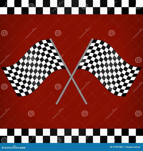 Racing Checkered Flags On Arrow Nameplates Vector Illustration