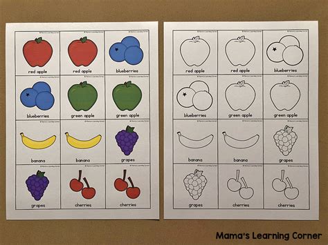Free Printable Match Game Packet Fruit Themed Mamas Learning Corner