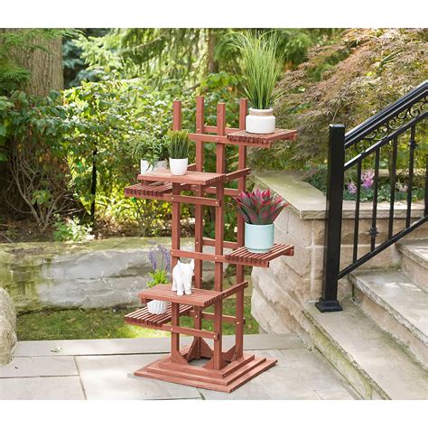 Leisure Season 6 Tier Wooden Pedestal Plant Stand The Home Depot Canada