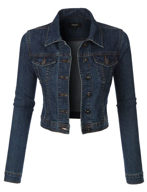 le3no womens classic cropped denim jean jacket with pockets long sleeve denim jacket cropped