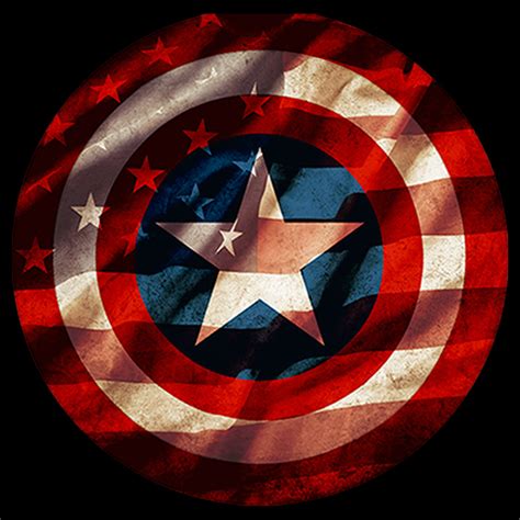 Marvel Mens Captain America Shield Flag T Shirt Black Fifth Sun