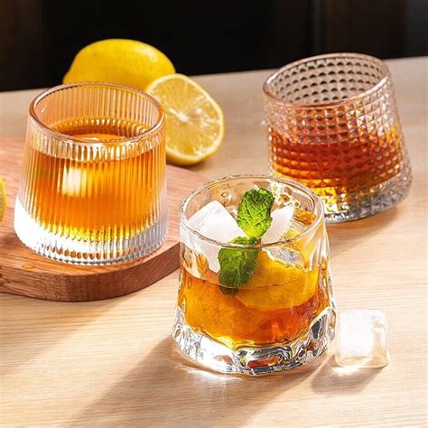 2 Pack Style Tilting Whiskey Glass Rotatable Wine Glass Cocktail Glasses Ebay