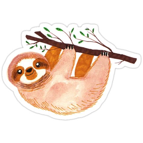 Kawaii Sloth Watercolor Stickers By Saradaboru Redbubble