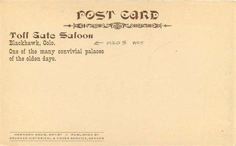 Advance Blackhawk Colorado Roadside Davis Toll Gate Saloon Postcard 21