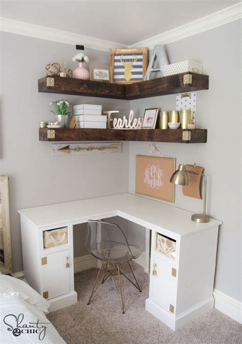 Great ideas for searching for a wardrobe can be obtained from the internet but lots of would not truly discover something that makes the best use of readily available space in a small bedroom today. DIY Corner Desk - Shanty 2 Chic