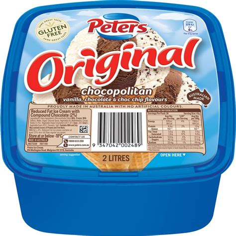 Peters Original Chocopolitan Ice Cream Tub 2l Woolworths