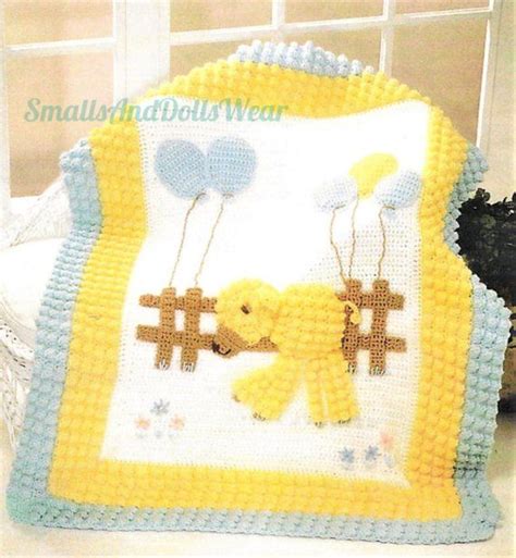 Vintage Crochet Pattern Popcorn Stitch Lamb Baby Blanket Afghan Pdf