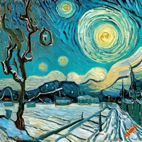 Winter Landscape Painting By Vincent Van Gogh On Craiyon