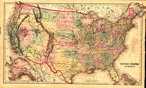 Vintage Map Of The United States Us States Map