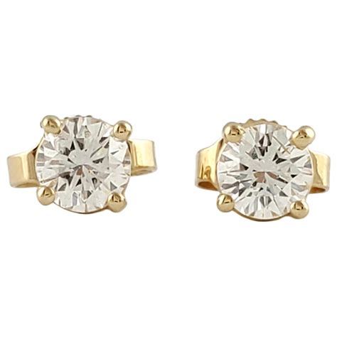 Karat Yellow Gold Diamond Stud Earrings Ct Twt For Sale At Stdibs