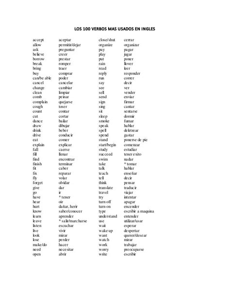 100 Verbos Irregulares En Ingles