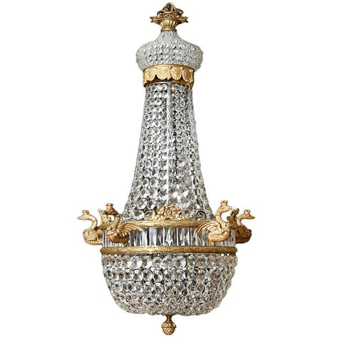 French Empire Revival Crystal And Ormolu Tent Form Chandelier C 1900