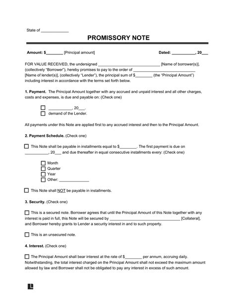 Free Promissory Note Template Pdf And Word