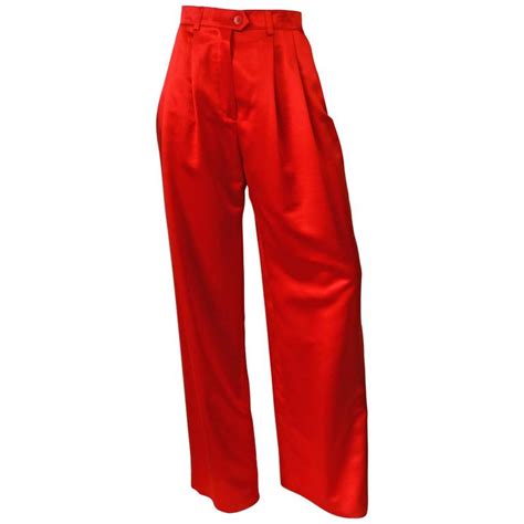 1980s Escada Couture Red Silk Wide Leg Trouser At 1stdibs Red Silk