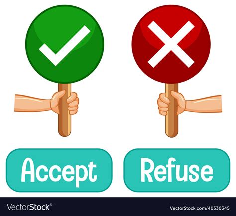 Opposite Words With Accept And Refuse Royalty Free Vector