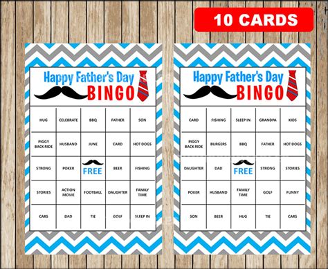 Printable 10 Fathers Day Bingo Cards Printable Happy Etsy