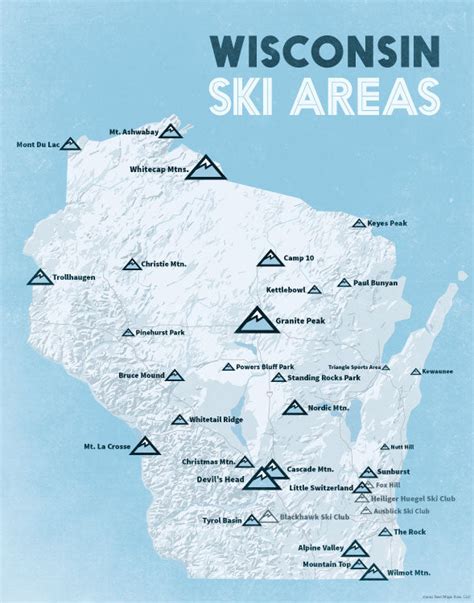 Wisconsin Ski Resorts Map 11x14 Print Best Maps Ever