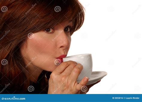 Woman Sipping Coffee Stock Photo Image Of Person Pretty 805816
