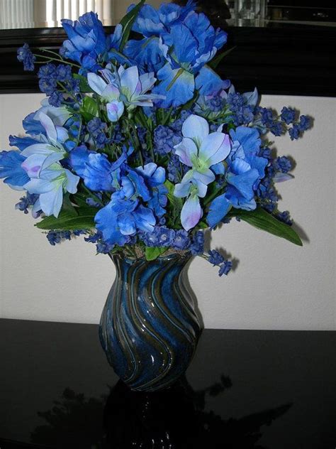 Blue Silk Floral Arrangements Flower Blue Silk Arrangements