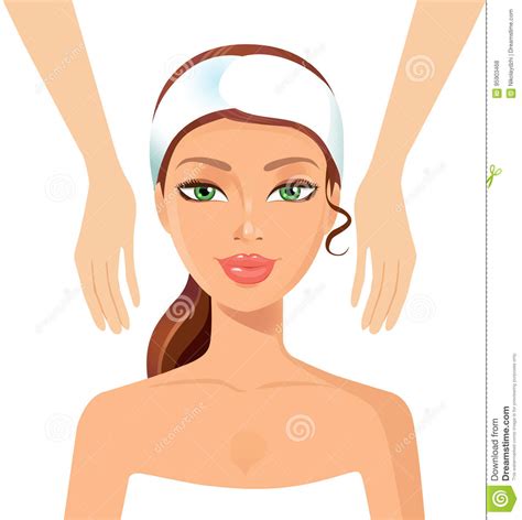 Pretty Young Woman Relaxing Wellness Massage At Spa Salon Face B Stock Vector Illustration Of