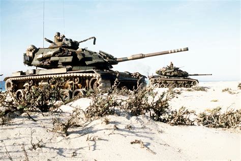 4th Mab M60a1 Rise Passive Tanks With Their Era Kits On During Desert