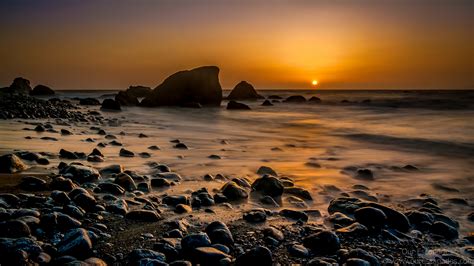 Sunset At Mile Rock Beach