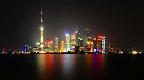 Pudong Skyline At Night Shanghai China Wallpaper Backiee