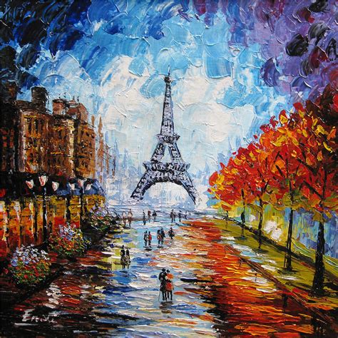 Palette Knife Painting Paris Eiffel Tower Painting By Enxu