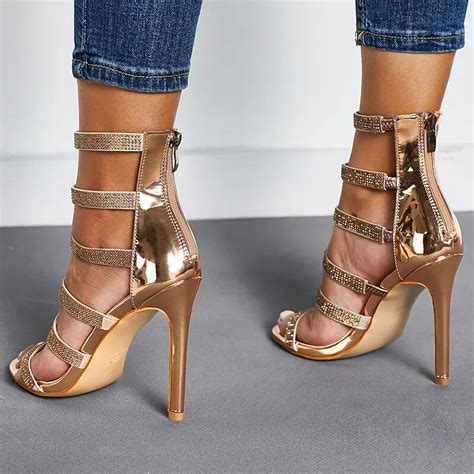 2019 Womens Shoes Fashion Rhinestone Stilettos High Heeled Sandals