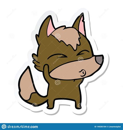 Sticker Of A Cartoon Wolf Whistling Stock Vector Illustration Of