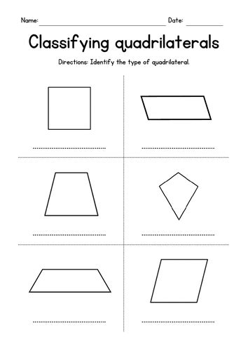Classifying Quadrilaterals Geometry Worksheets Teaching Resources