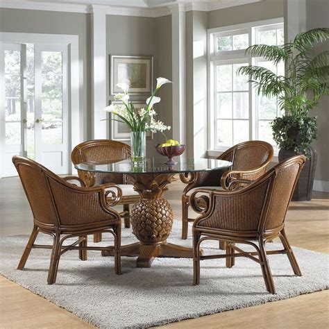 Hospitality Rattan Sunset Reef Indoor 5 Piece Rattan And Wicker 48 In