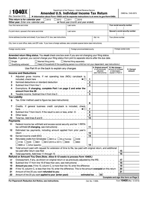 2013 Form Irs 1040 X Fill Online Printable Fillable Blank Pdffiller