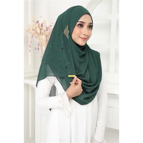 luxury tudung jawhara shawl instant olive green shopee malaysia